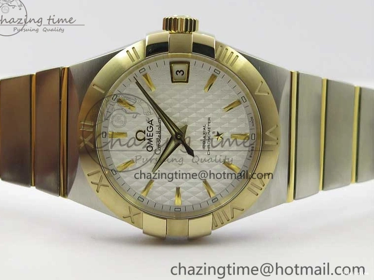 0303 Constellation 38mm SS YG VSF 1:1 Best Edition White Textured Dial on SS YG Bracelet A8500 Super Clone Upgraded 7922